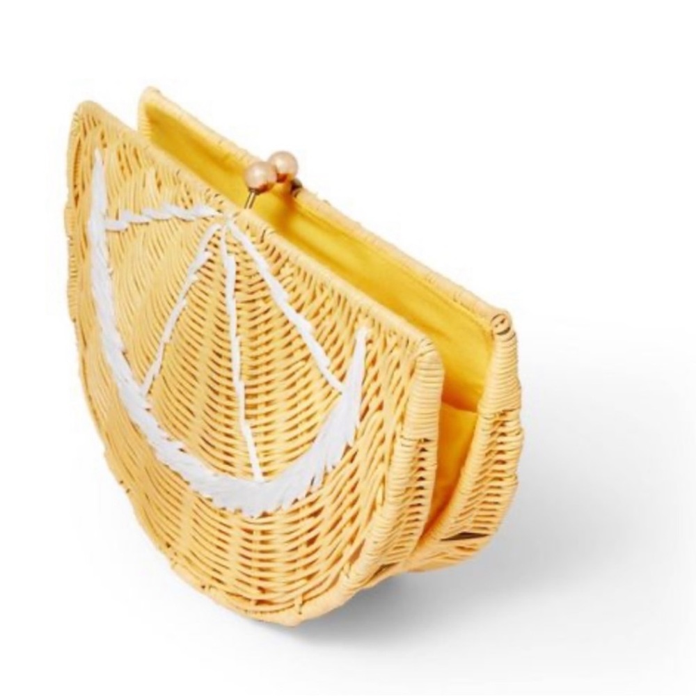 Target Yellow and White Woven Clutch